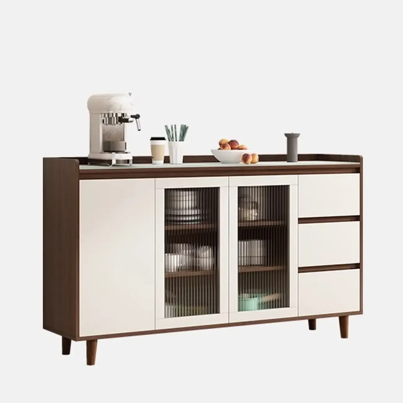 Modern Wood Sideboard with Glass Countertop