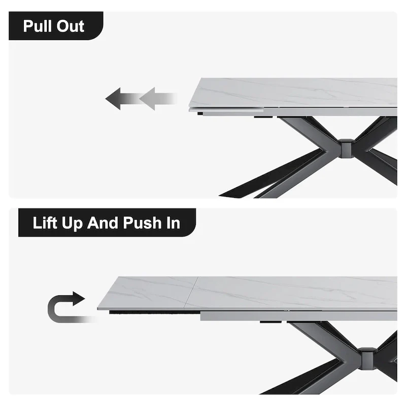 110.24 Extendable Rectangular Sintered Stone Dining Table - 78.74 to 110.24