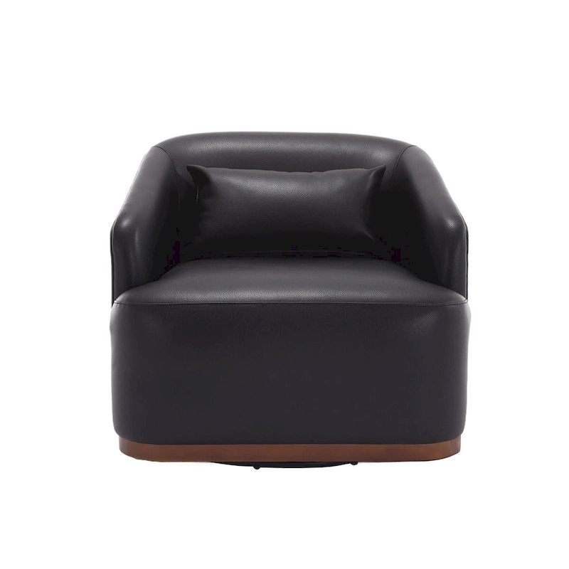 Black PU 31.5 Swivel Barrel Chair with Metal Base