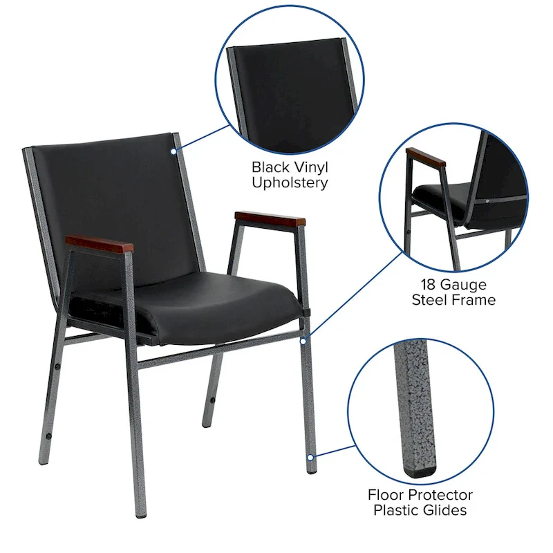 Heavy Duty Stack Chair with Arms - 21D x 21W x 31H