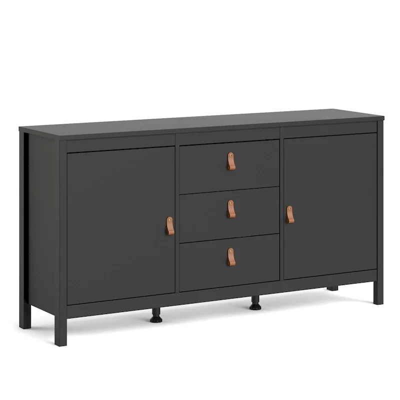 Modern-Traditional 2-Door Sideboard with 3 Drawers and Adjustable Shelves