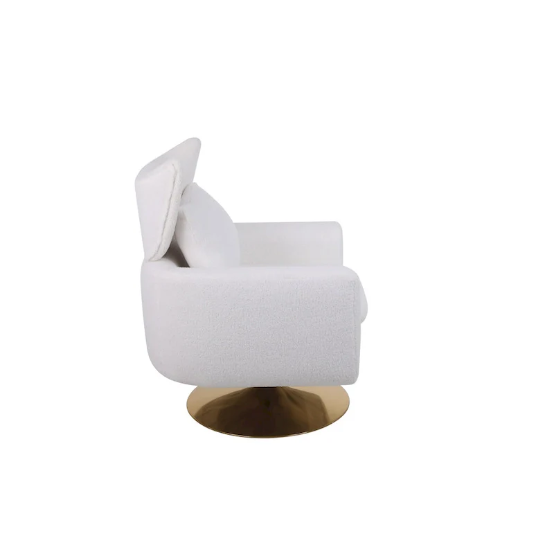 White 29.9 Upholstered 360 Swivel Accent Chair with Iron Base