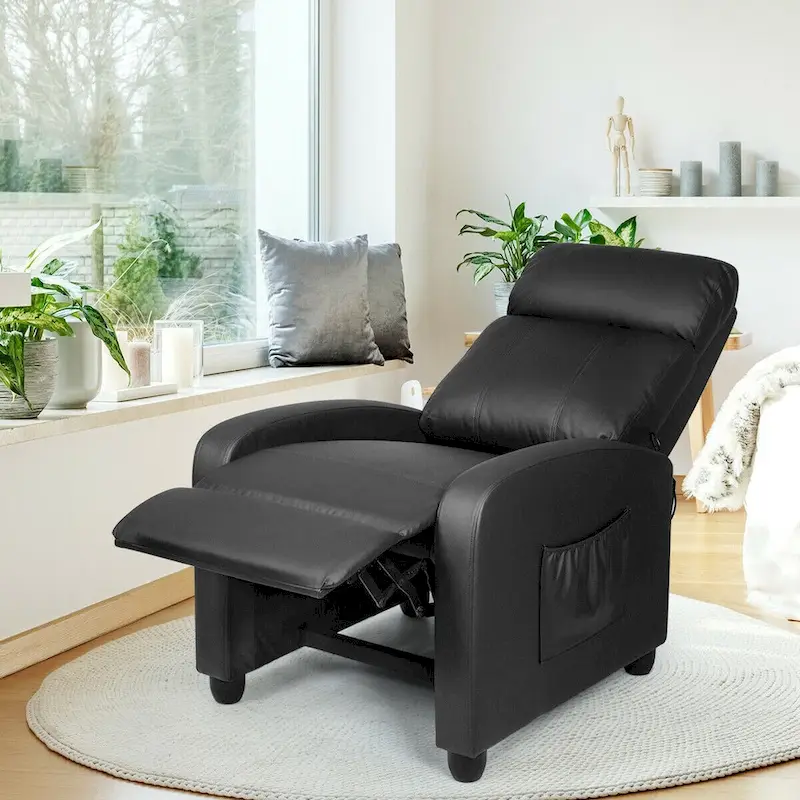 Gymax Massage Recliner Chair Single Sofa Padded Seat w/ Footrest