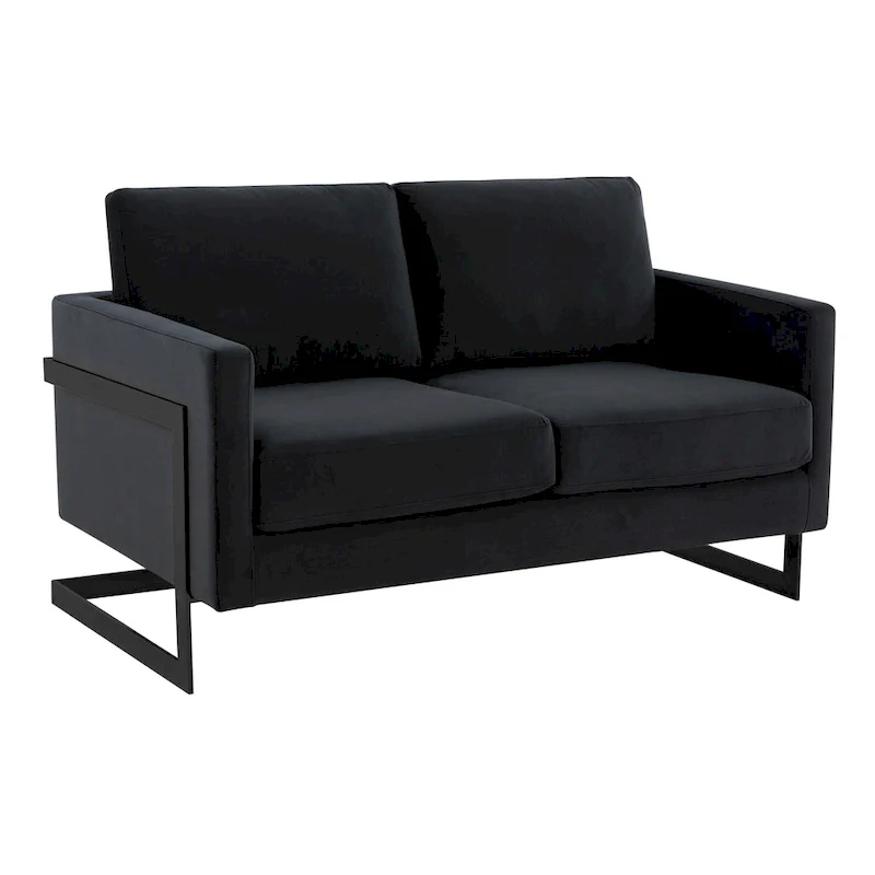 Upholstered Loveseat Sofa in Velvet Fabric with Removable Cushions and Stainless Steel Frame