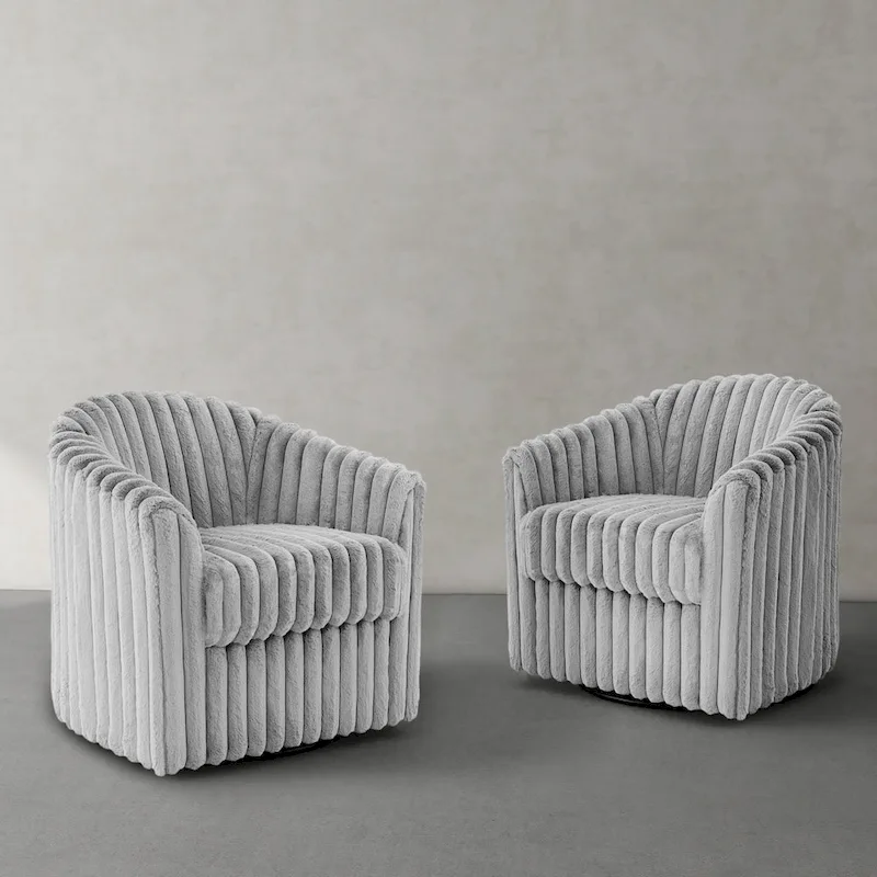 Single Sofa Armchair Swivel Barrel Chair (Set of 2)