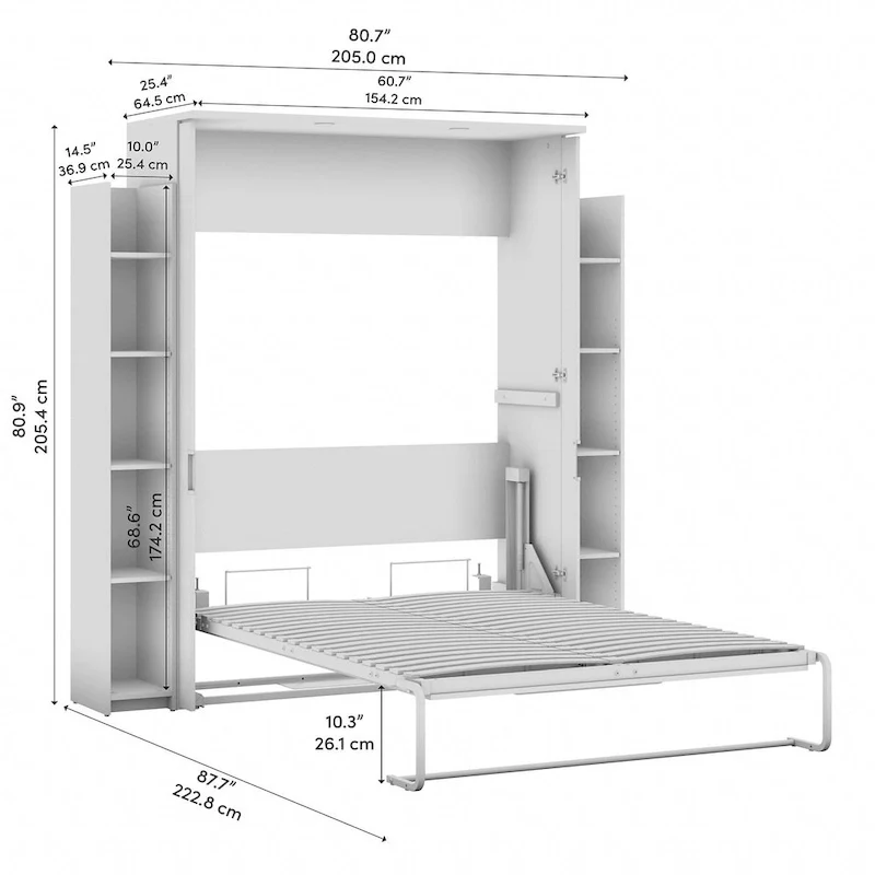Full Murphy Bed with Shelves (81W)