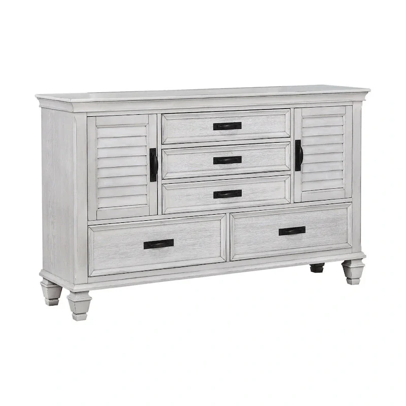 Capistrano Antique White 4-piece Bedroom Set with 2 Nightstands and Dresser