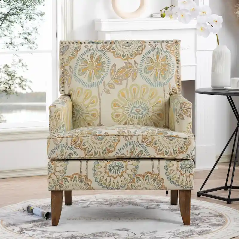GDFStudio - Bella Modern Accent Chair for Living Room with Birch Legs and Comfortable Fabric Upholstery