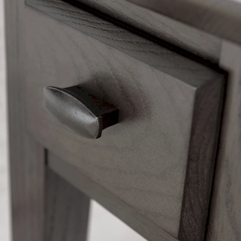 Teegan Solid Wood Narrow Side End Table with Shelf and Drawer