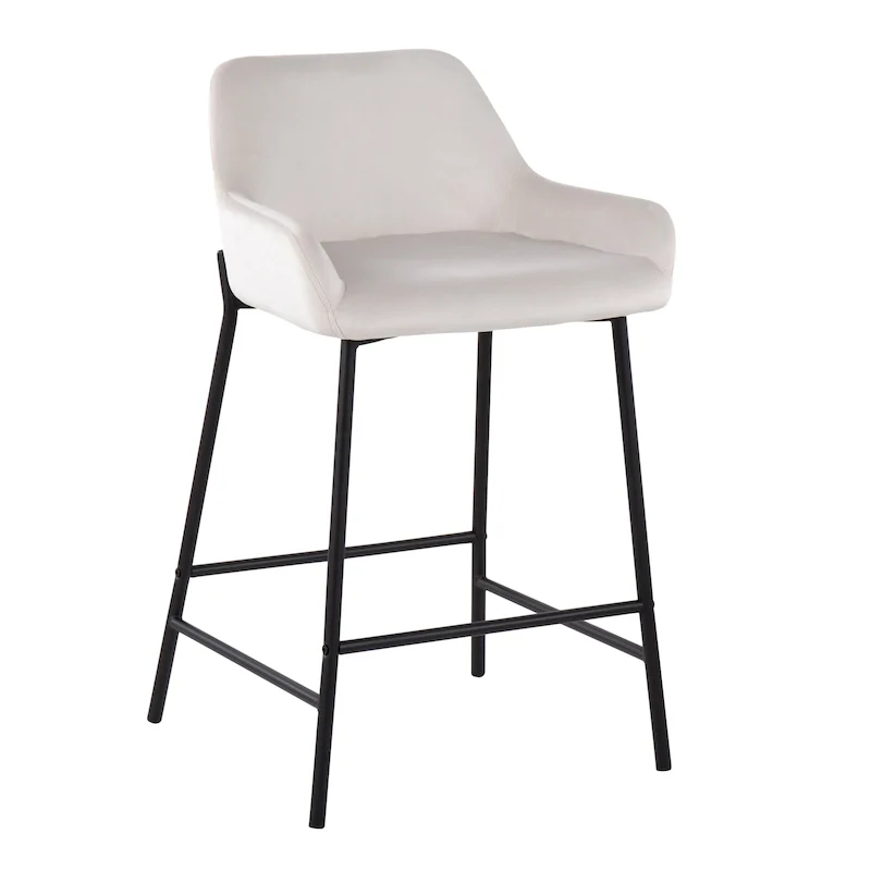 Galotti Black Fixed-Height Upholstered Counter Stool - Set of 2