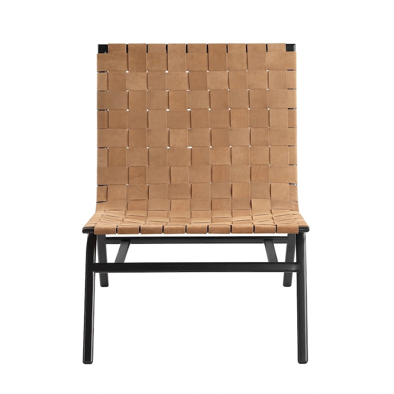 Calvo Woven Brown Leather Accent Chair by Greyson Living