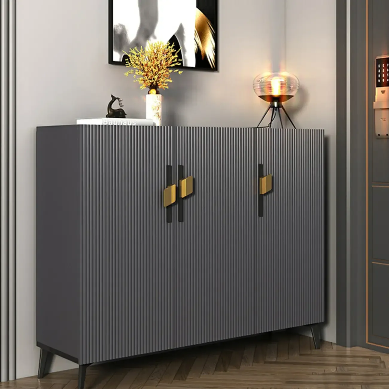 Luxury Grey Wooden Shoe Cabinet for Entryway