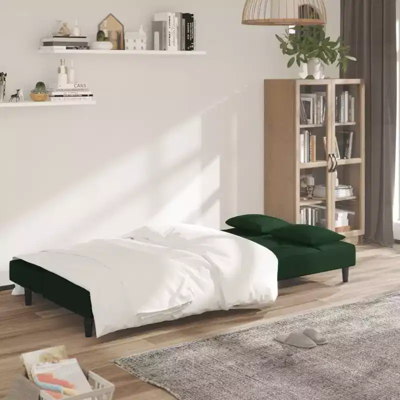 vidaXL 2-Seater Sofa Bed with Two Pillows Black Velvet