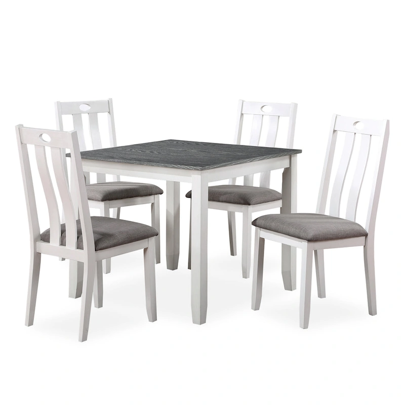 Badia Transitional White 5-Piece Square Dining Table Set by Furniture of America