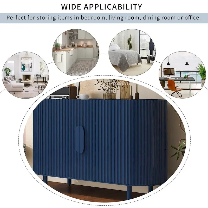 Curved Design Light Luxury Sideboard with Adjustable Shelves