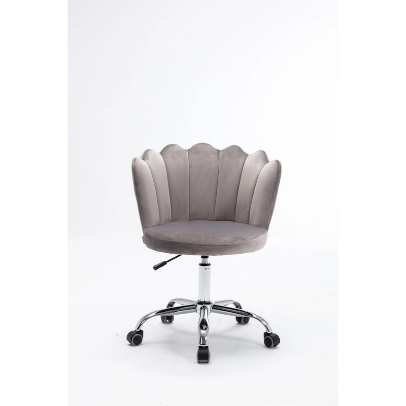 Velvet Upholstered Adjustable Height Swivel Home Office Chair