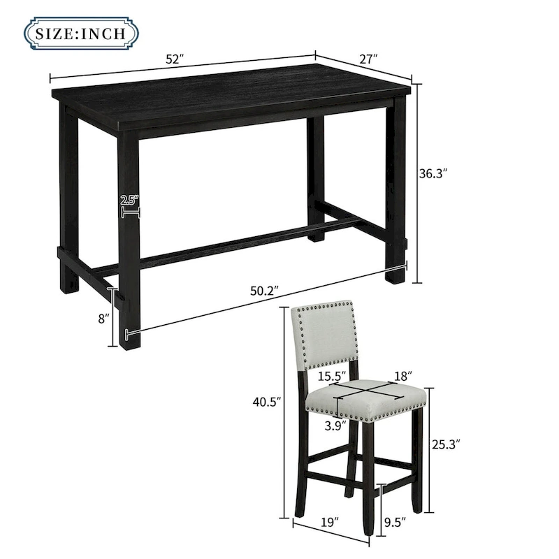 5 Pieces Counter Height Dining Set
