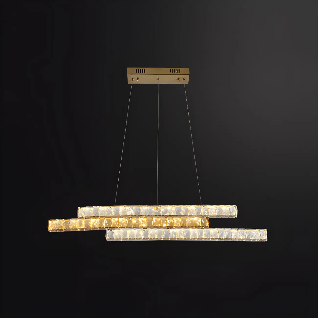 Modish 3-Tier Crystal LED Linear Pendant Light