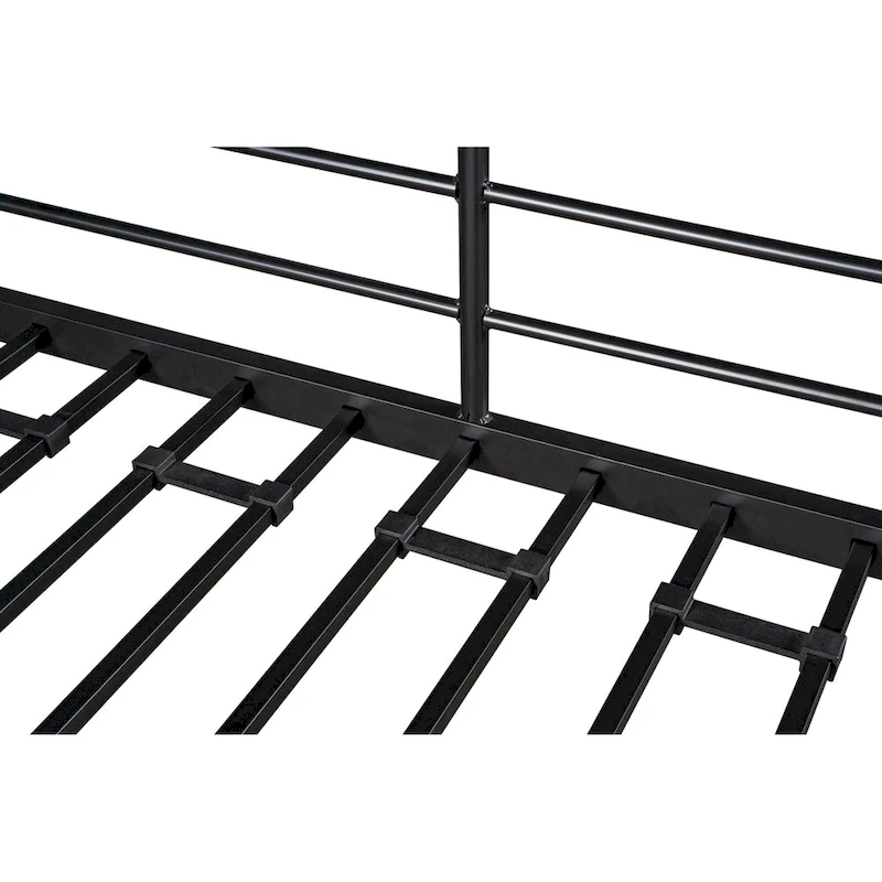 Twin Metal Loft Bed with Table & Shelves