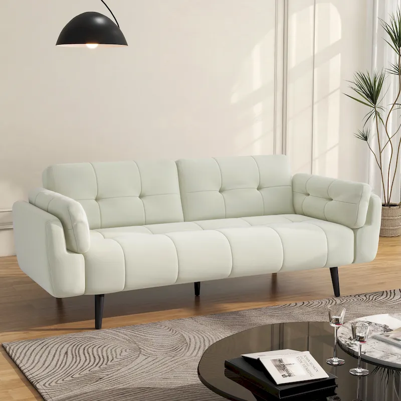 Modern Adjustable Backrest Convertible Futon Sleeper Couch