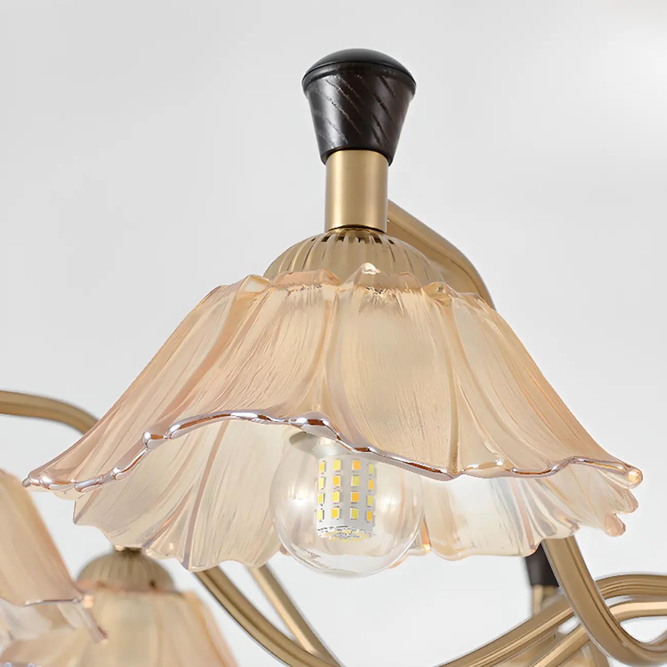 Modern Adjustable Gold Flower Glass Chandelier 6/8 Lights