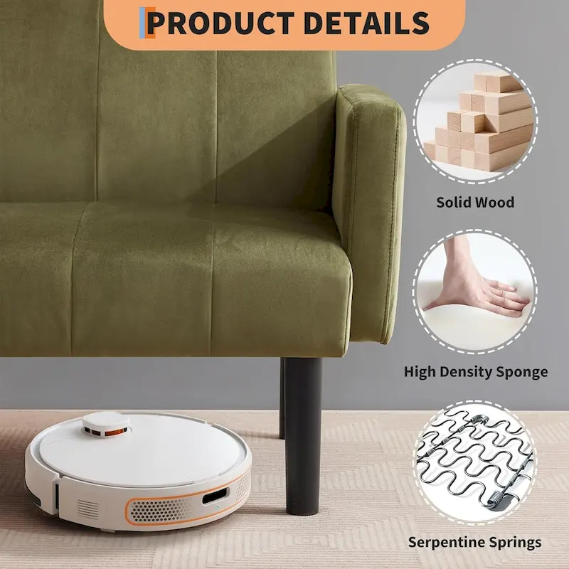 Sofa Bed, Compact Loveseat, Modern Mid-Century Sleeper Sofa, Convertible Couch, Living Room Couches