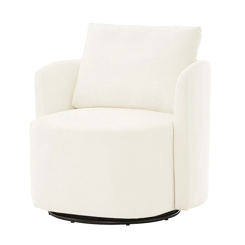 Chenille 360 Swivel Barrel Chair with Ergonomic Curved Design and 440lb Weight Capacity