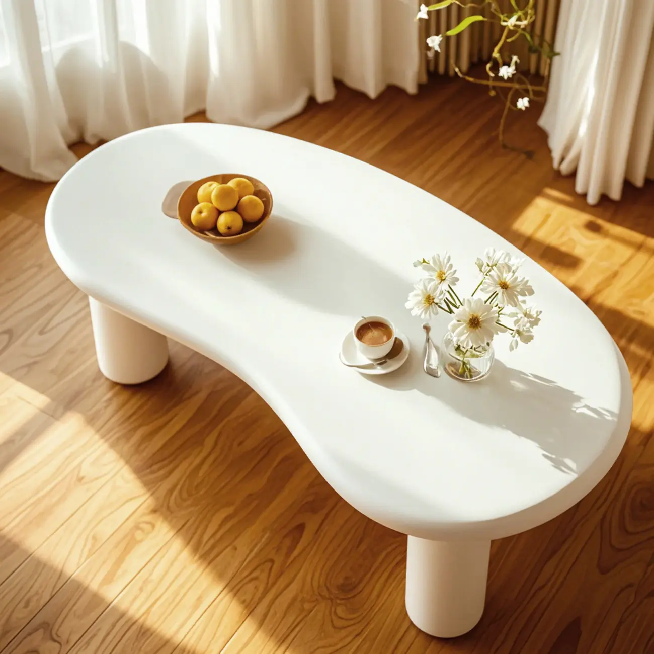 Modern White Irregular Small Coffee Table for Easy Assembly