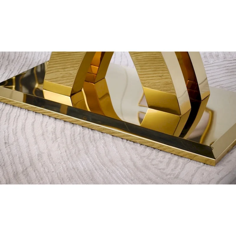 Black Dining Room Table with Polished Gold Metal Legs