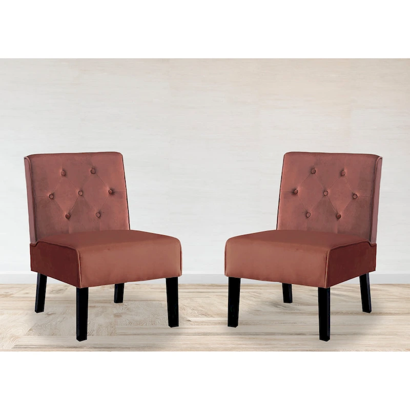 US Pride Nixon Velvet Tufted Back Accent Chair Set of 2