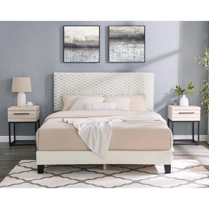 Roundhill Furniture Findlay 3-Piece Bedroom Set in White Dove