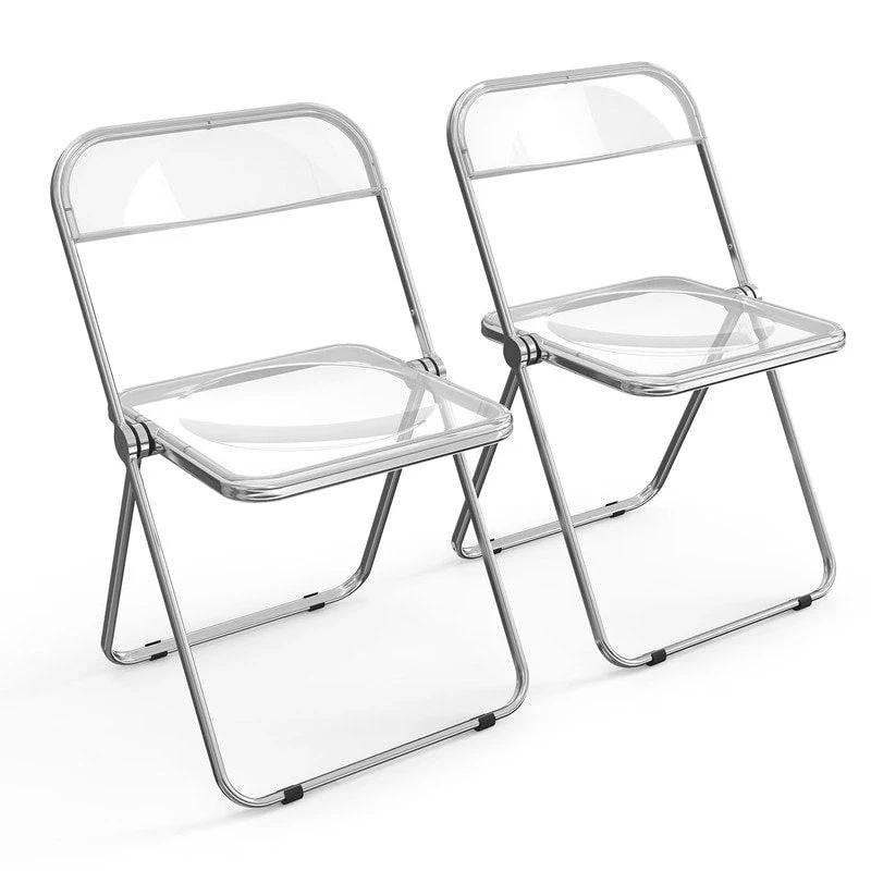 2PC Folding Stackable Acrylic Chair Transparent