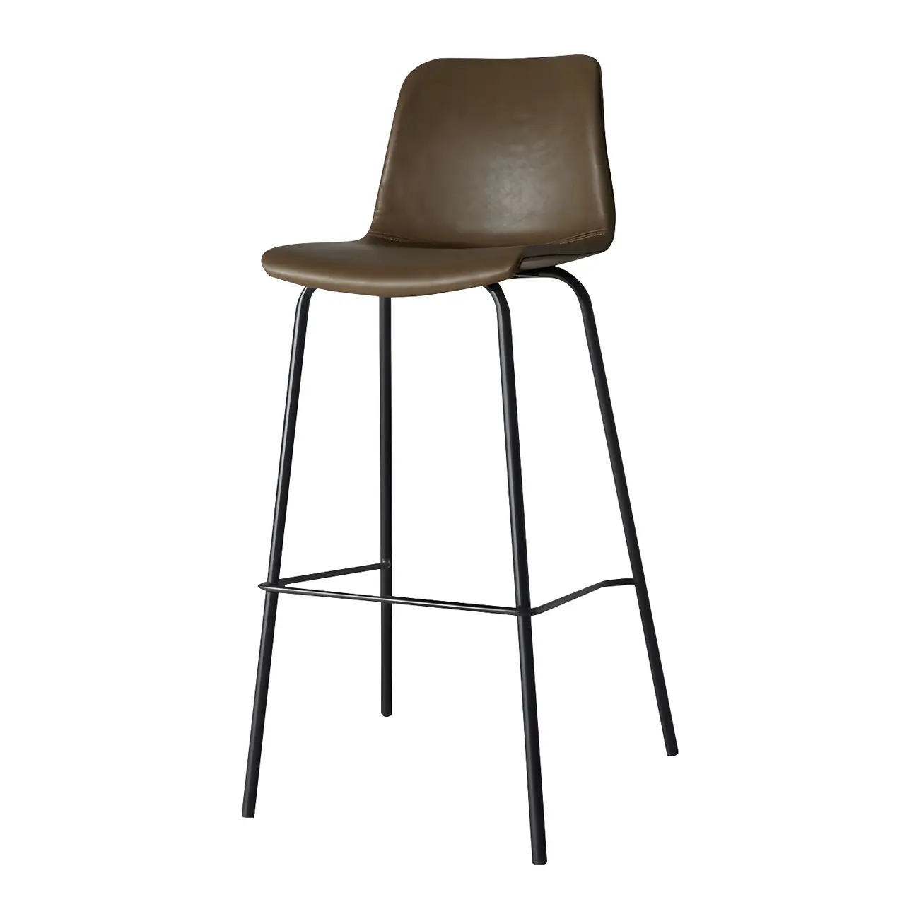 Brown Saddle Metal Frame Leather Counter Stools with Backs