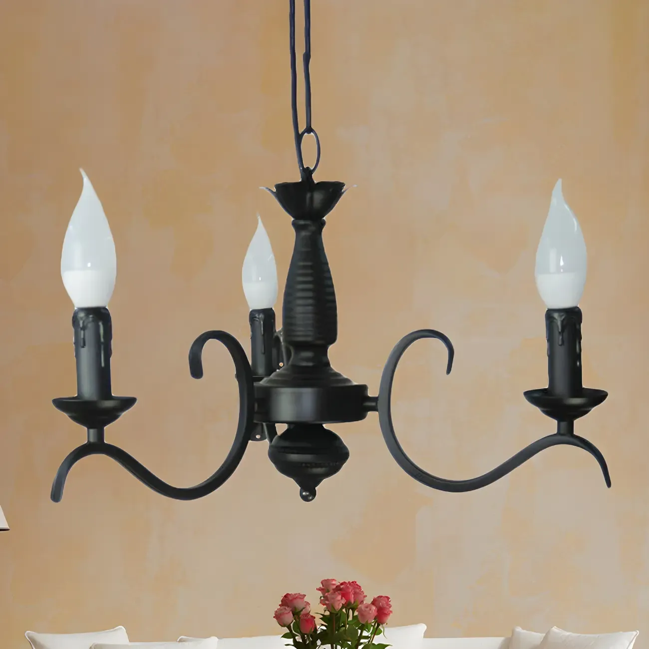 Industrial Black Metal Candelabra Chandelier