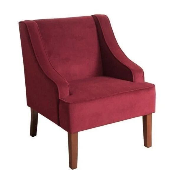 HomePop Swoop Arm Accent Chair in Berry Merlot Velvet