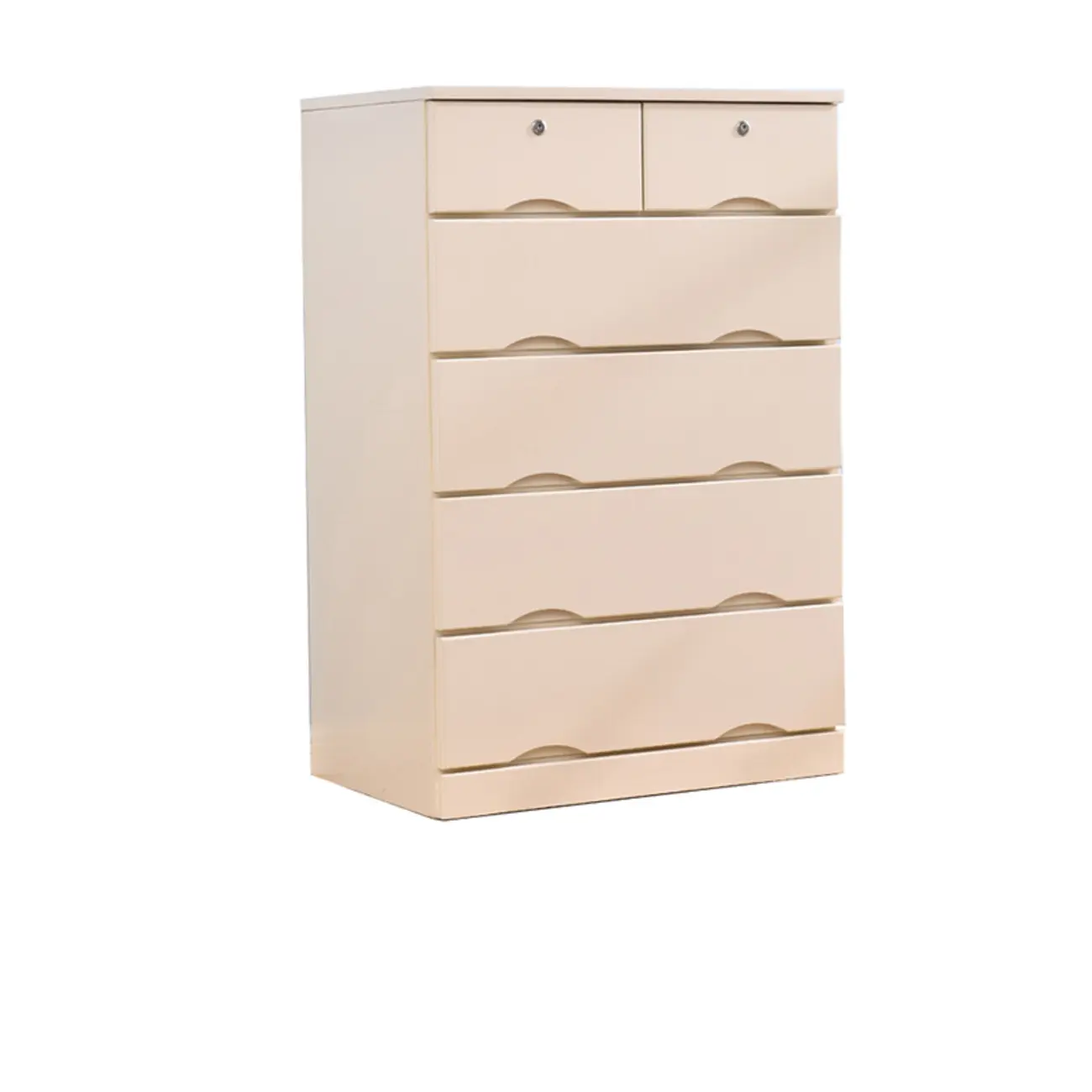 Natural Wood Double Dresser with Lockable Drawer