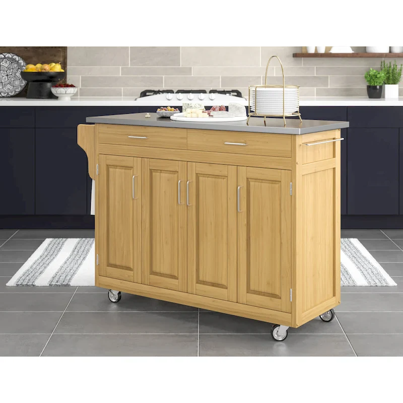 Homestyles Create-a-Cart Natural Mobile Kitchen Cart with Stainless Steel Top