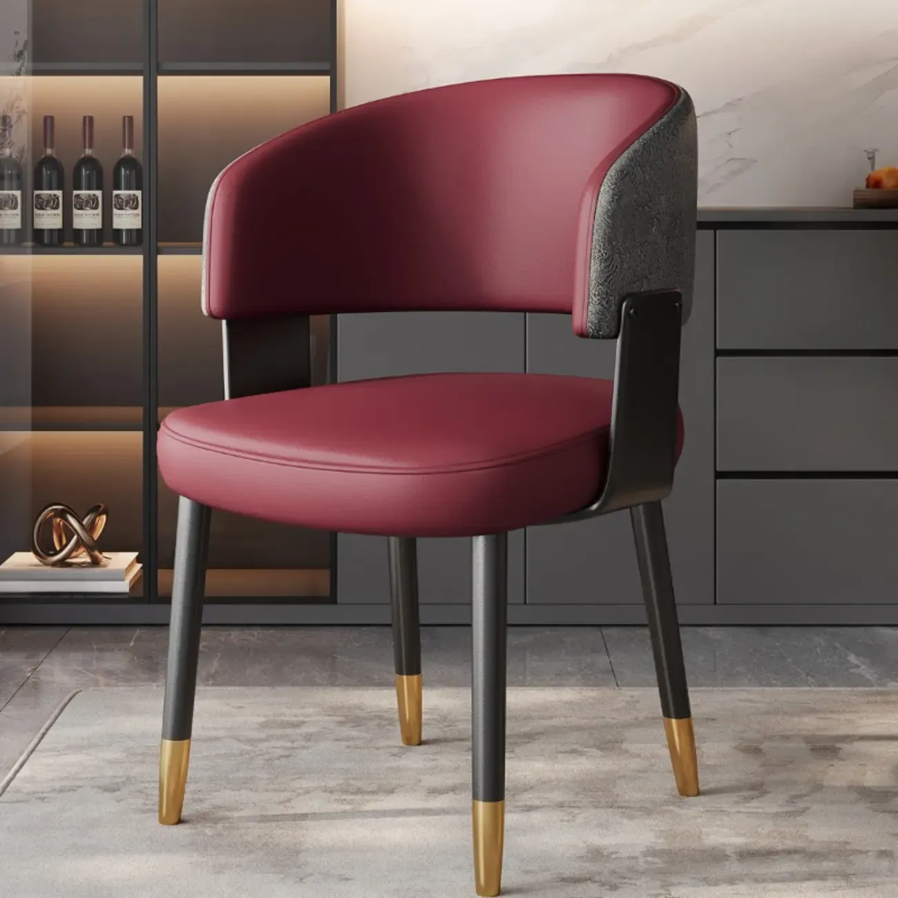 Modern Glam Leather Upholstered Dining Chair