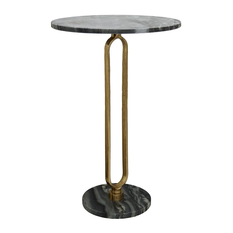 Alexus Oval Steam Marble Table - Black/Gold
