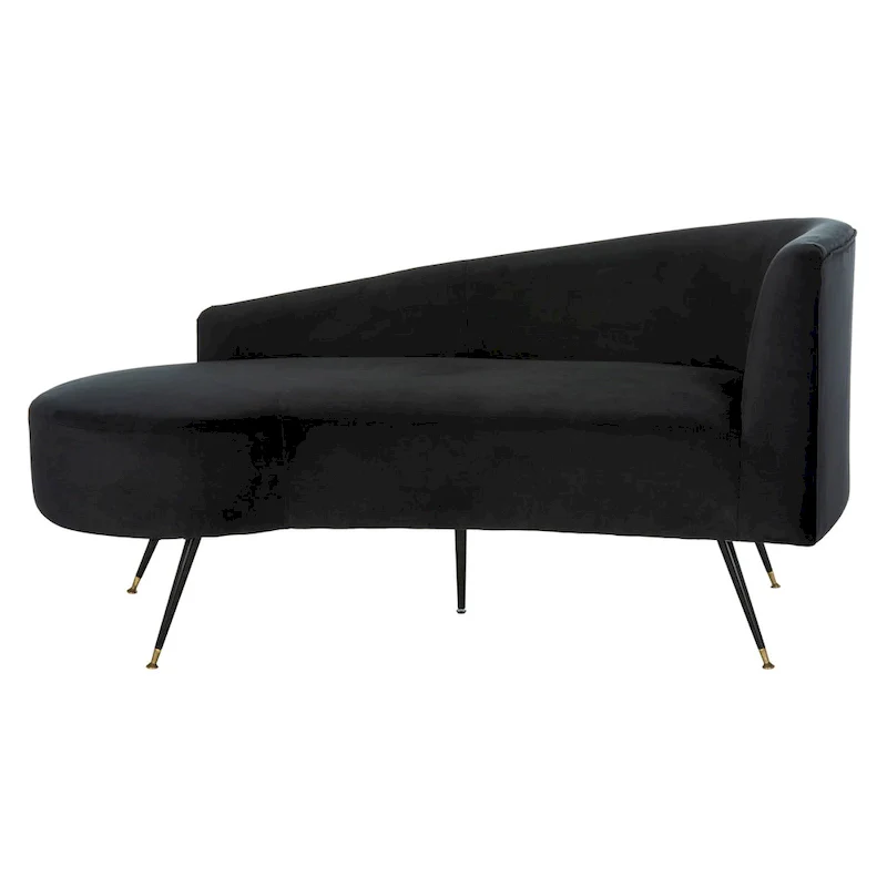 SAFAVIEH Helgrit Black/Gold Velvet Retro Glam Settee - 57.5 W x 27 D x 28 H - 58Wx27Dx28H
