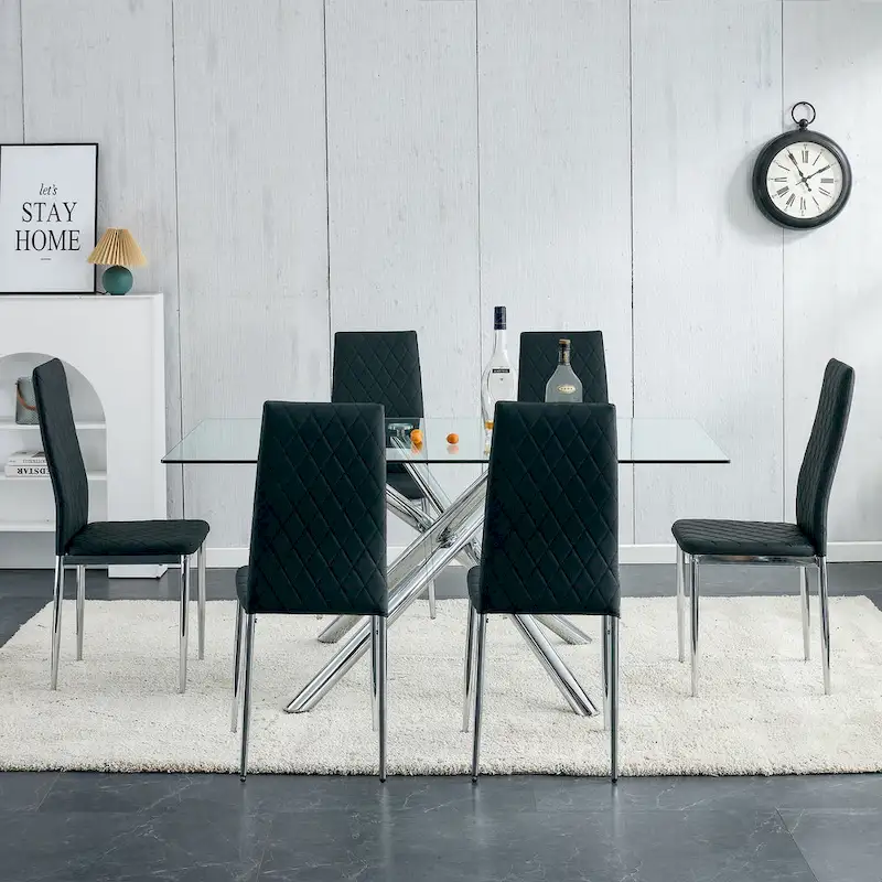 Dining chair, black chair and 6-piece set of
