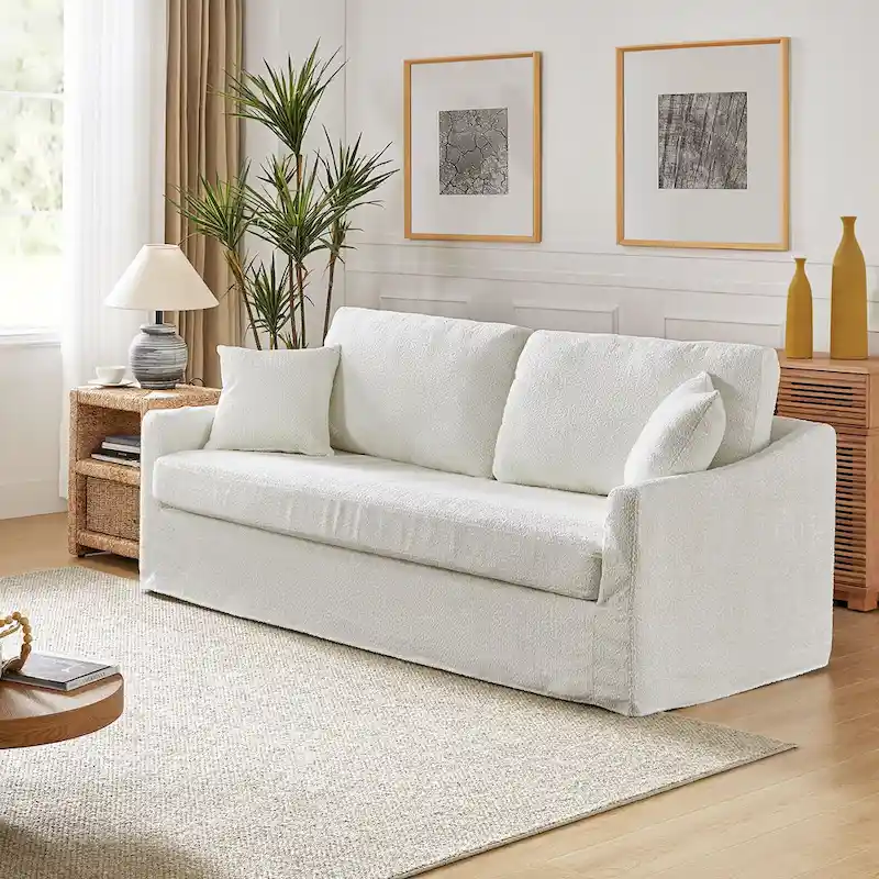 Volkhard 80.5 Modern Slipcovered Sofa With Removable Back Cushion By HULALA HOME
