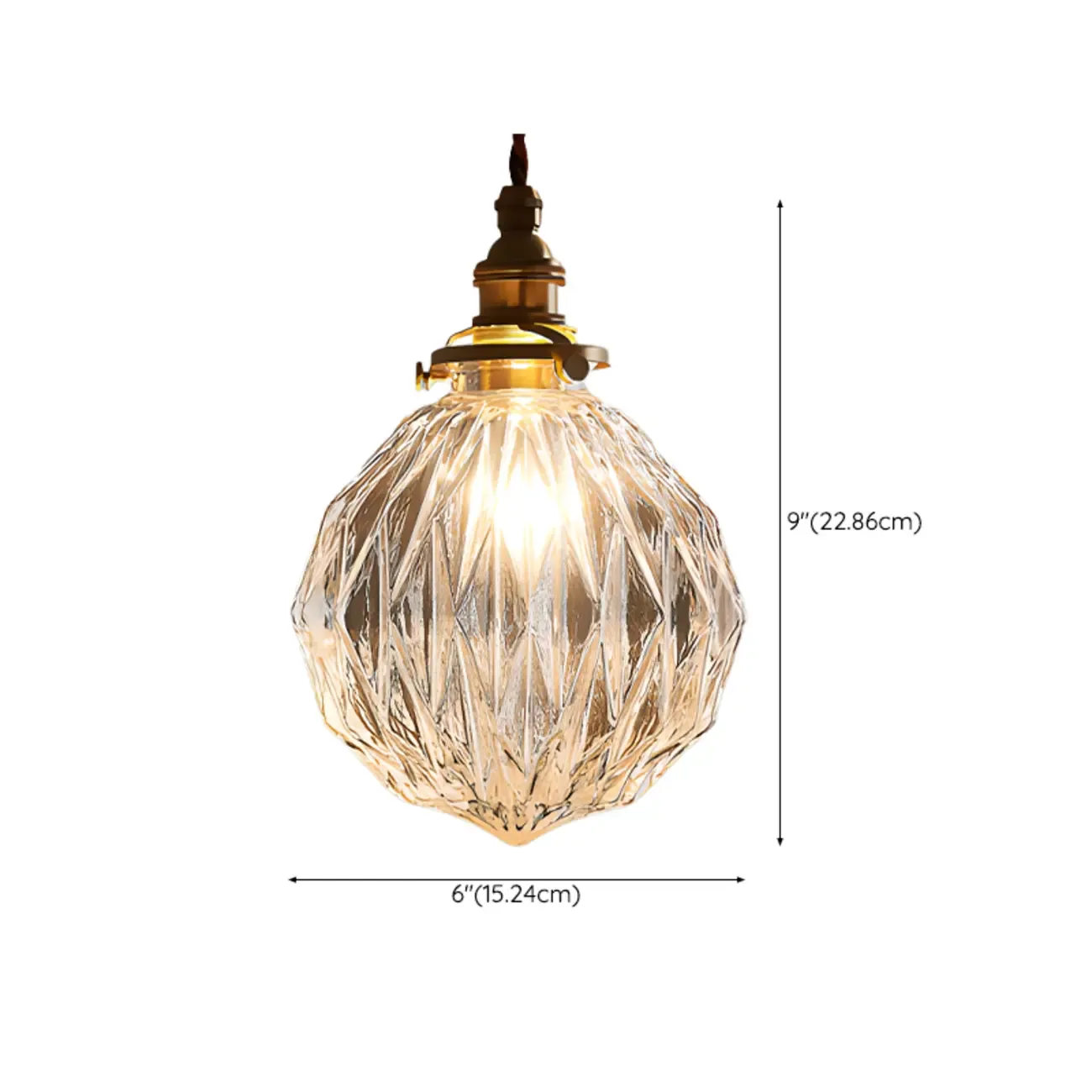 Modern Adjustable Gold Crakle Glass Globe Pendant Light