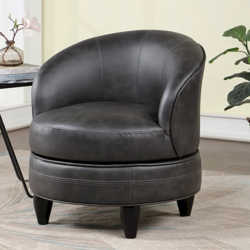 Steve Silver Stella Faux Leather Swivel Accent Chair