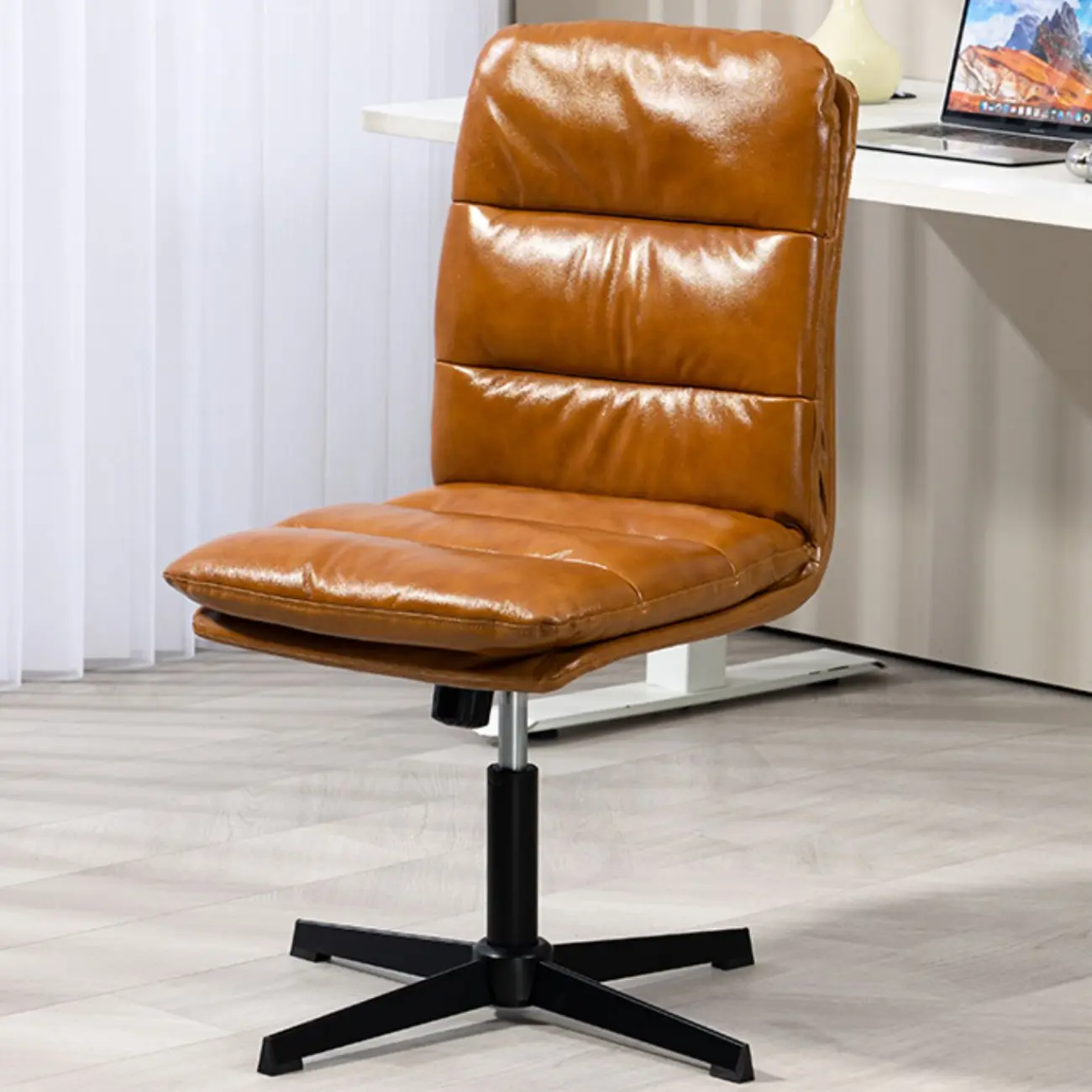 White Leather Tilt Lock Swivel Office Chairs