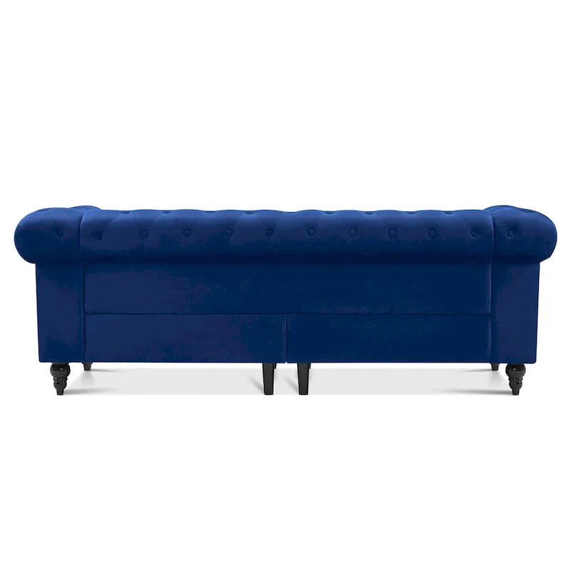 Modern Quilted Club Sofa with Oak Legs