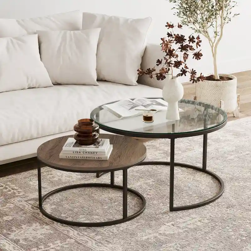 Nathan James Stella Round Nesting Coffee Table Set of 2