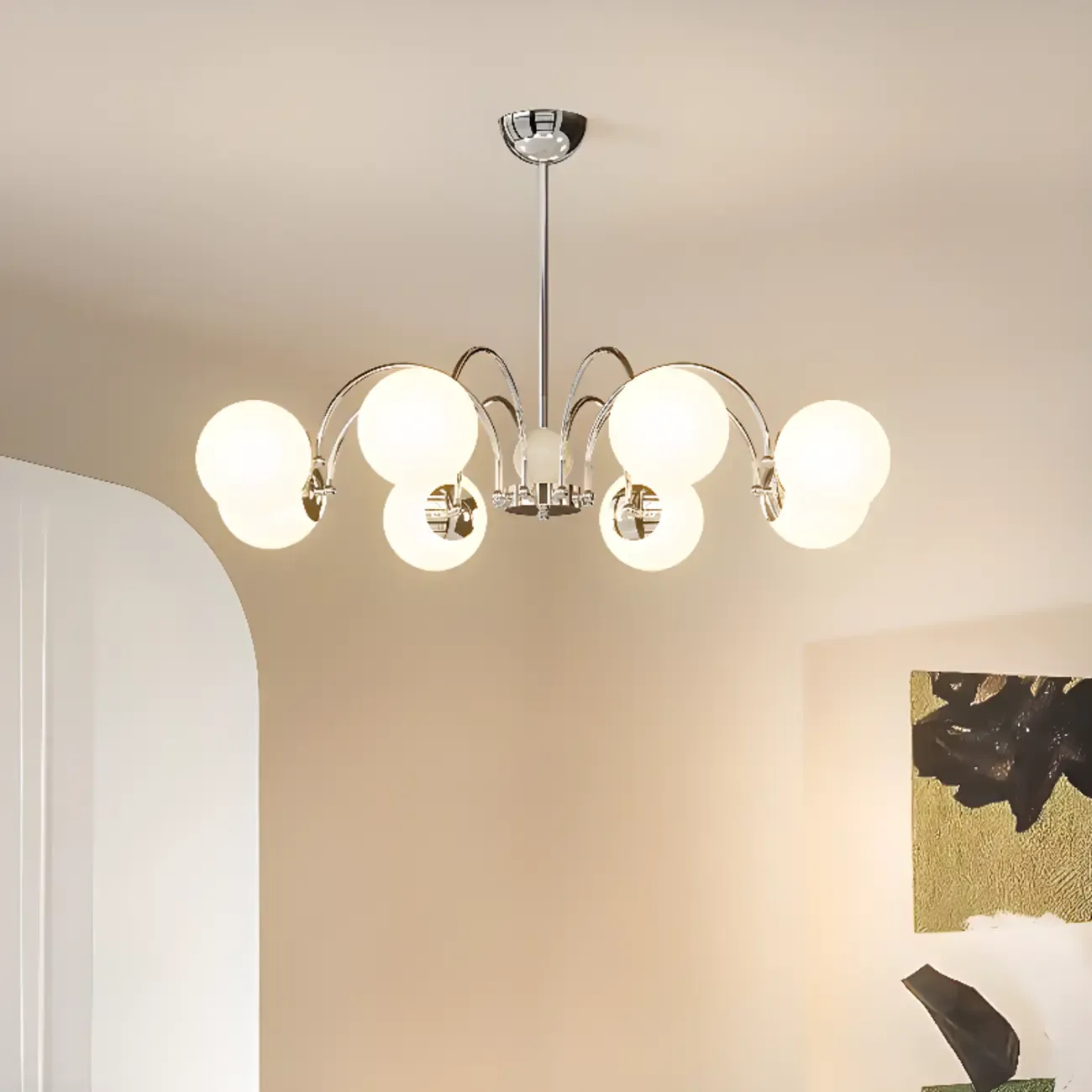 Modern LED Chandelier with Glass Globes for Living Room