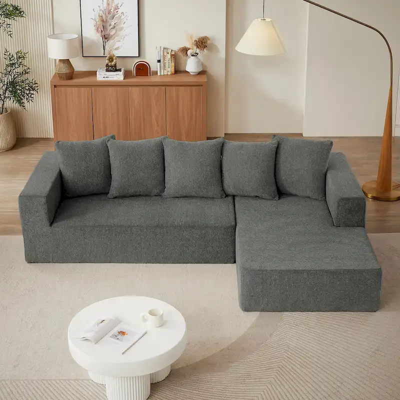 105.2 Cloud Chenille Right L-Shaped Modular Sectional Sofa, 2-Piece Free Combination