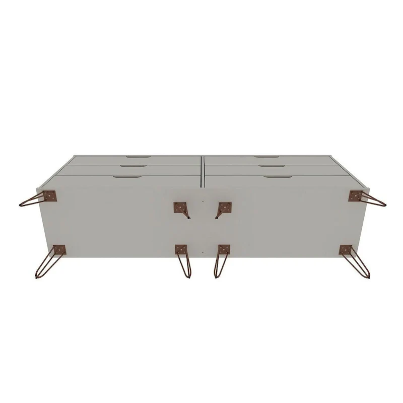 6-Drawer Double Low Dresser with Metal Legs